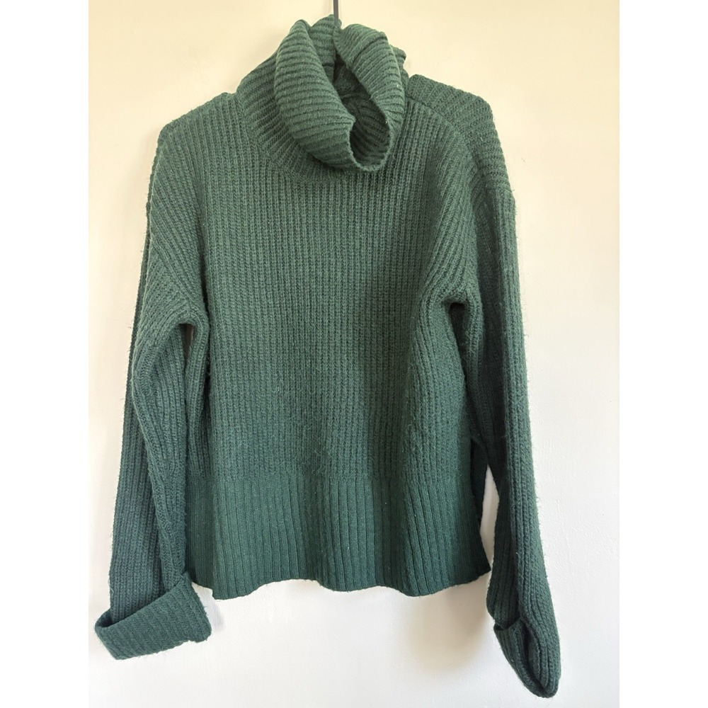 LOFT XS Chunky Knit Turtle Neck Green Sweater Long Sleeve Classic Preppy Capsule